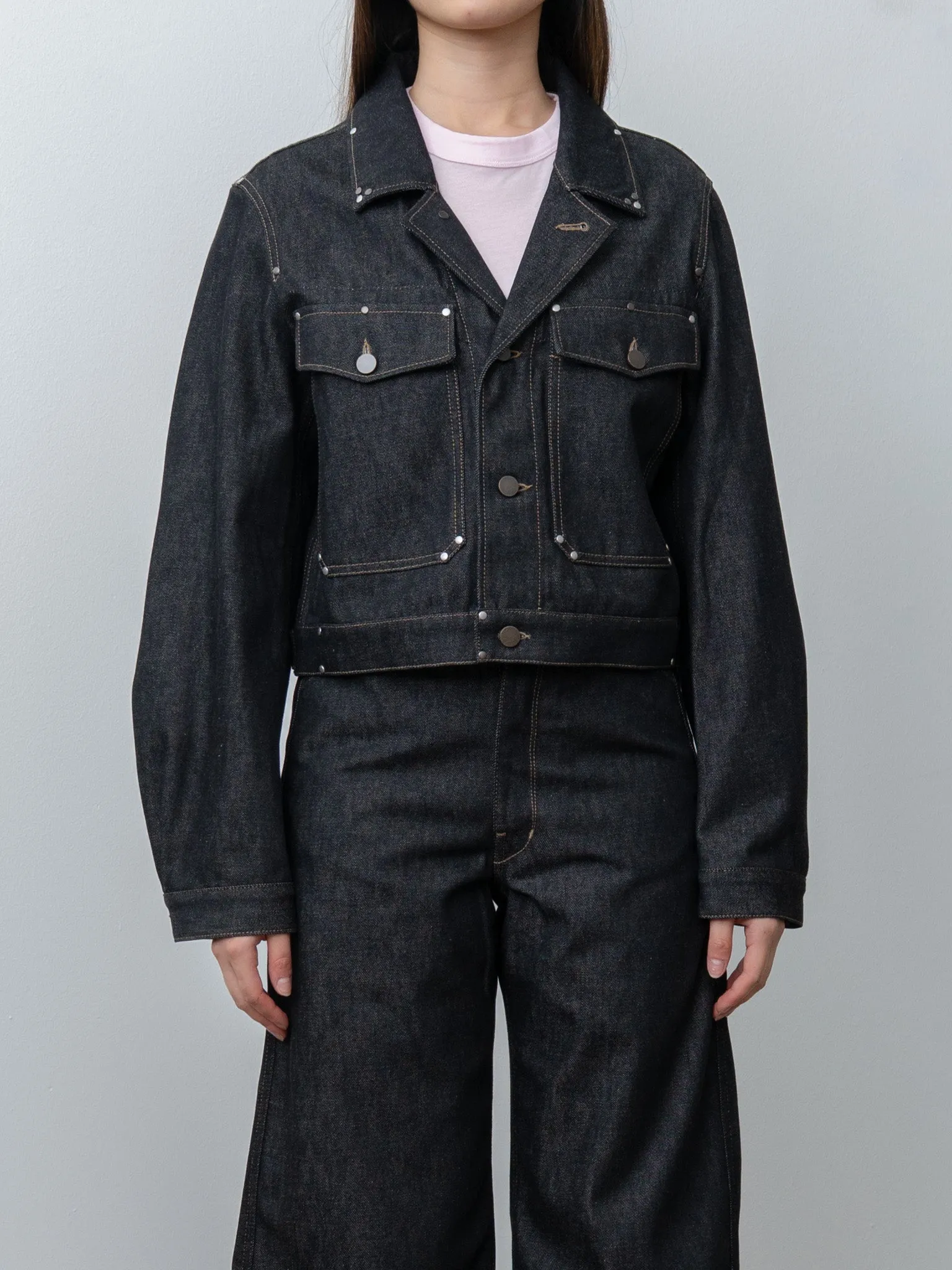 Cropped Blouson With Studs - Slate sold by Namu Shop product image thumbnail 2
