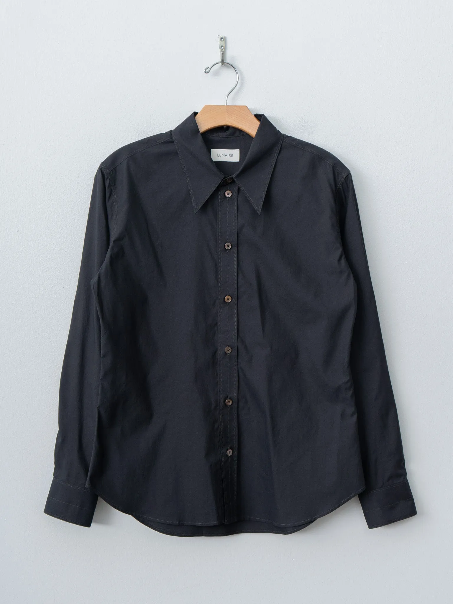 Pointed Collar Shirt - Squid Ink sold by Namu Shop