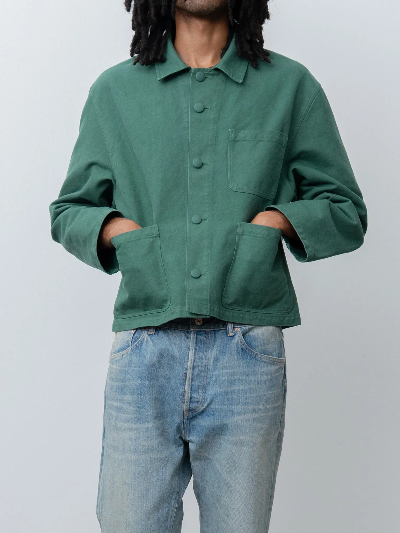 Garment-Dyed Organic Cotton Heavy Twill Short Work Jacket - Forest Green sold by Namu Shop product image thumbnail 3