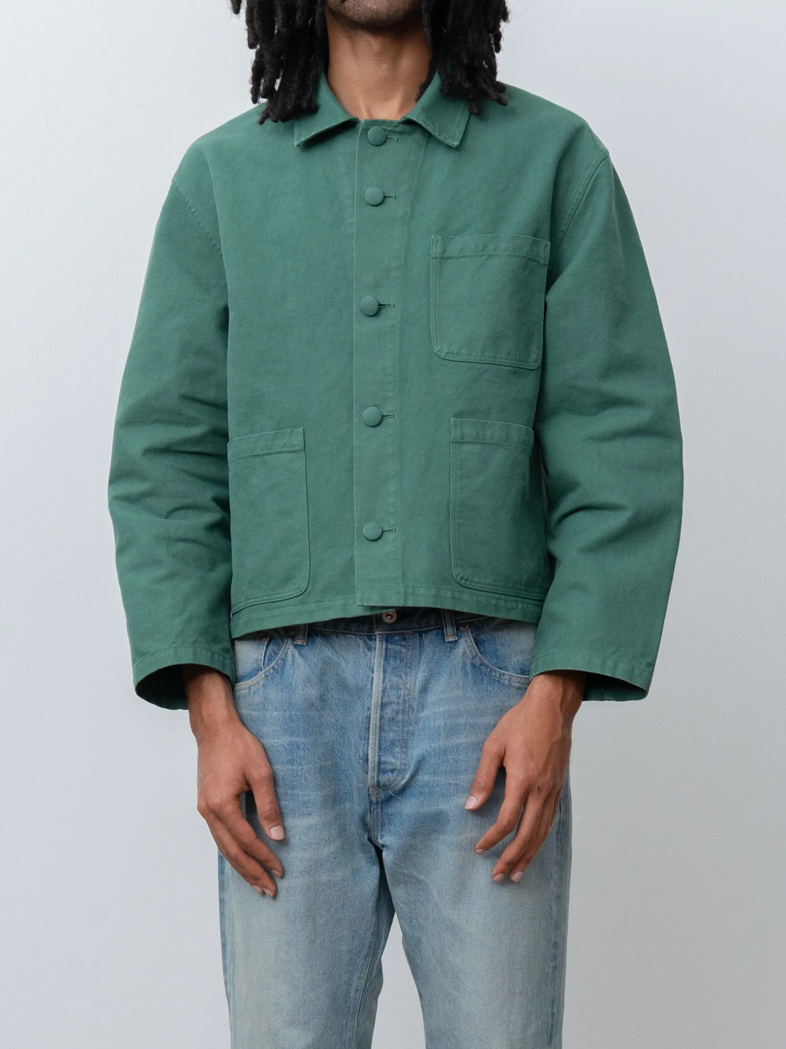 Garment-Dyed Organic Cotton Heavy Twill Short Work Jacket - Forest Green sold by Namu Shop product image thumbnail 2