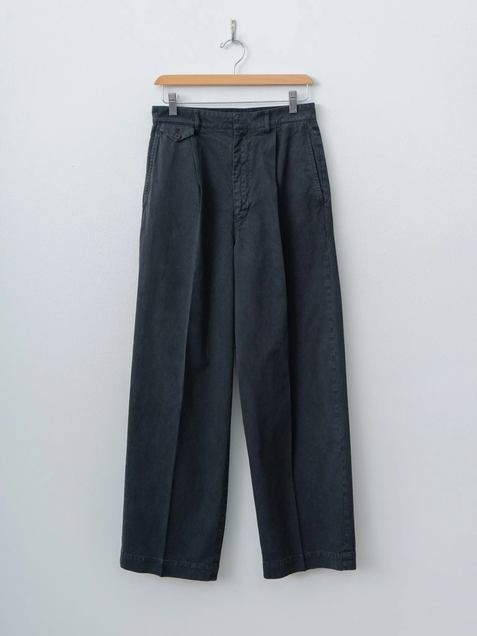 Garment-Dyed Finx Light Chino One-Tuck Wide Pants - Black sold by Namu Shop