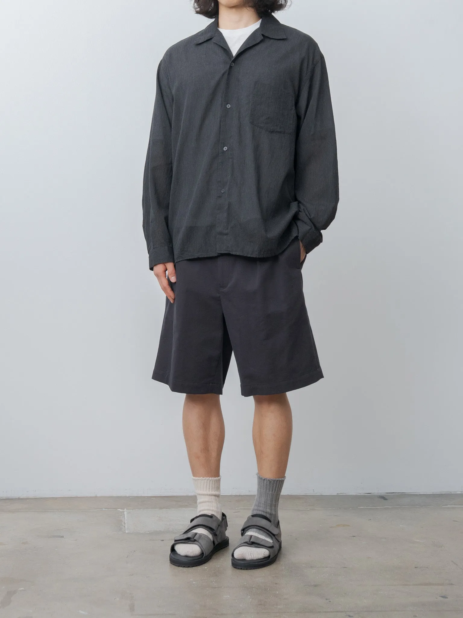 Silk-Co Voile L/S Open Collar Shirt - Heather Charcoal sold by Namu Shop product image thumbnail 3