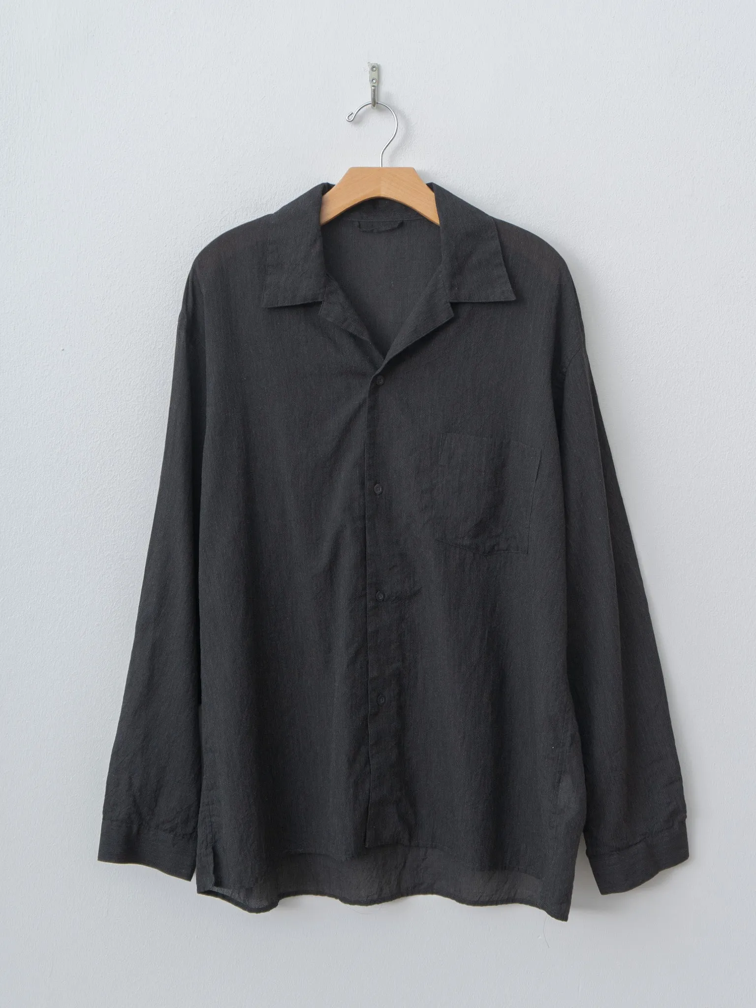 Silk-Co Voile L/S Open Collar Shirt - Heather Charcoal sold by Namu Shop