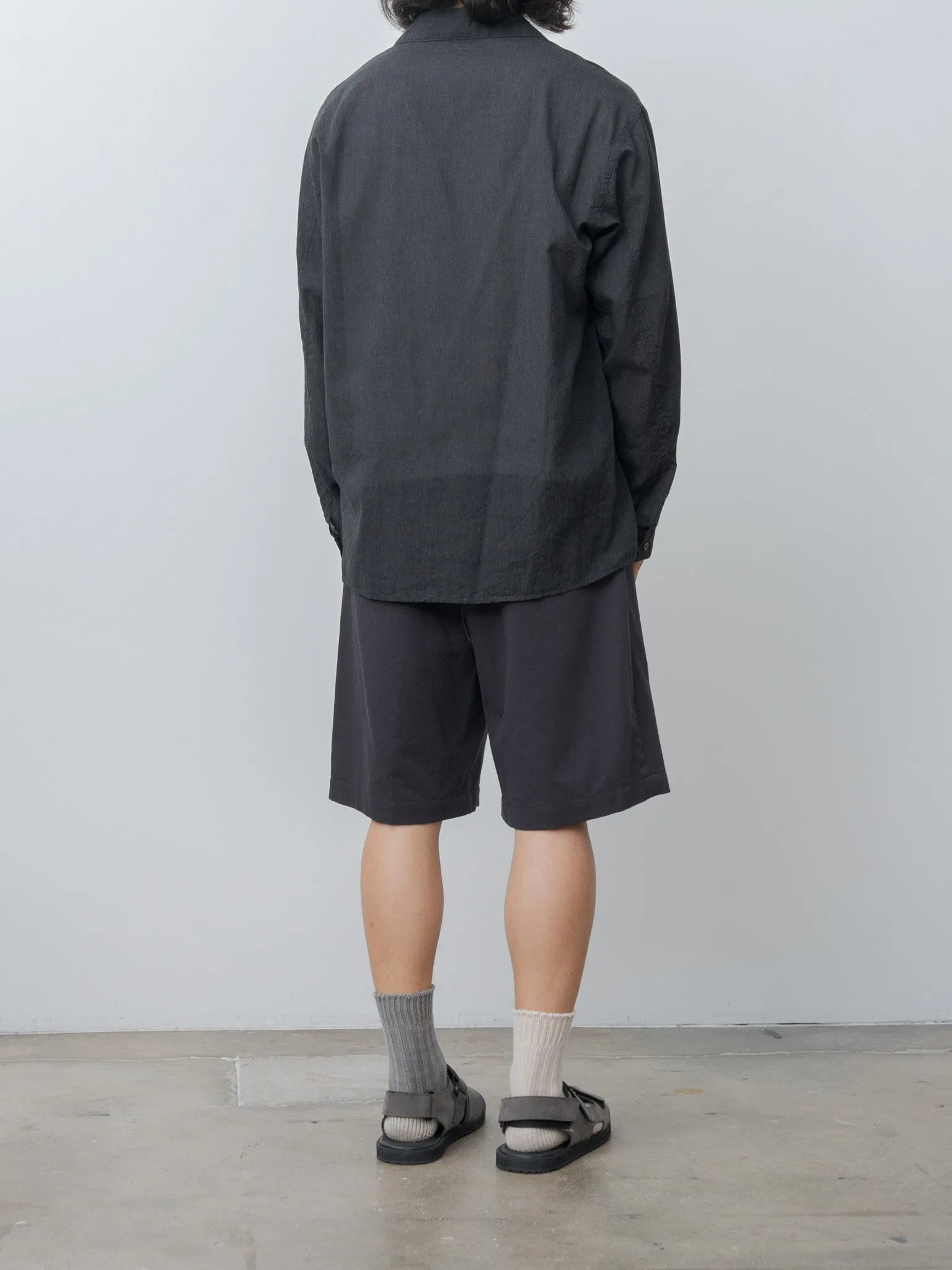Silk-Co Voile L/S Open Collar Shirt - Heather Charcoal sold by Namu Shop product image thumbnail 4