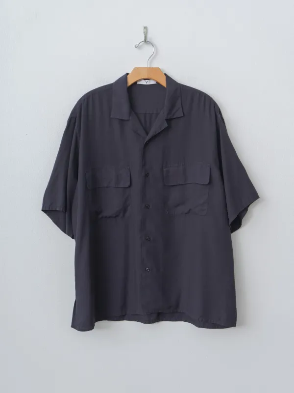 Tencel Poplin Open Collar Shirt - Navy made by Namu Shop