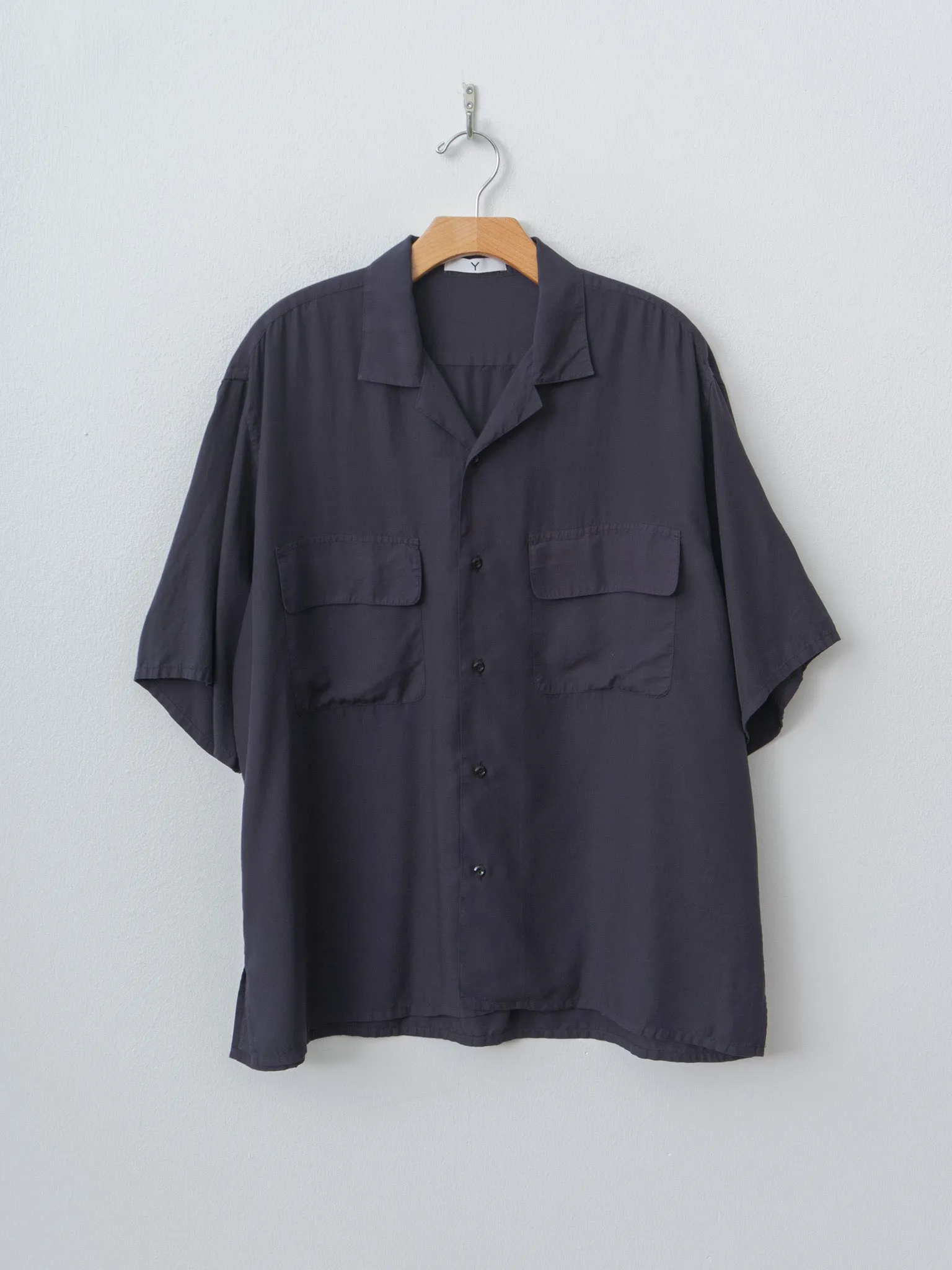 Tencel Poplin Open Collar Shirt - Navy sold by Namu Shop