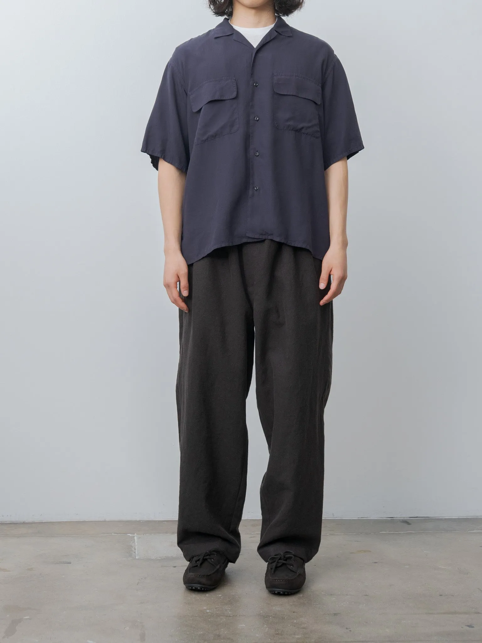 Tencel Poplin Open Collar Shirt - Navy sold by Namu Shop product image thumbnail 2