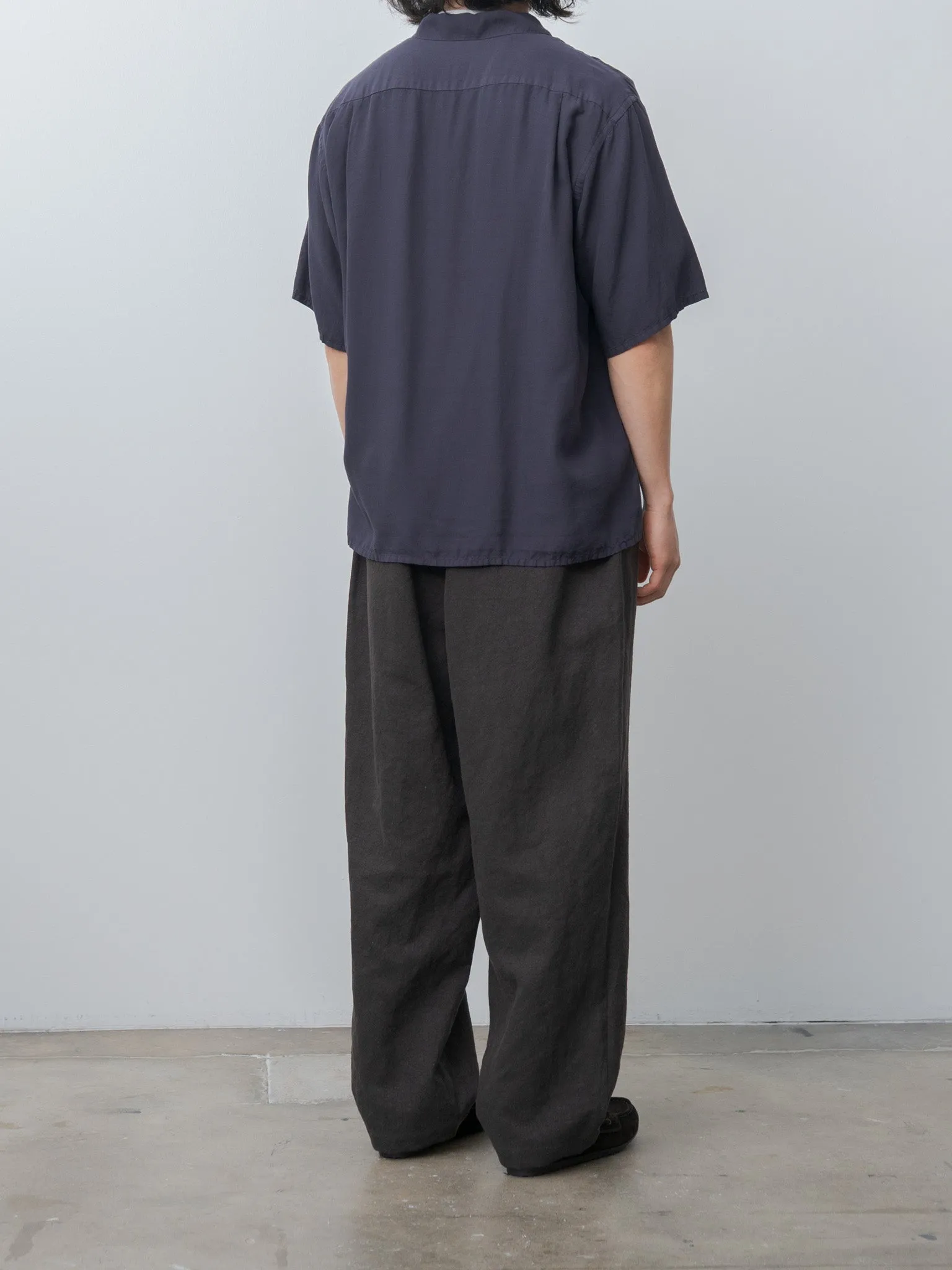 Tencel Poplin Open Collar Shirt - Navy sold by Namu Shop product image thumbnail 4