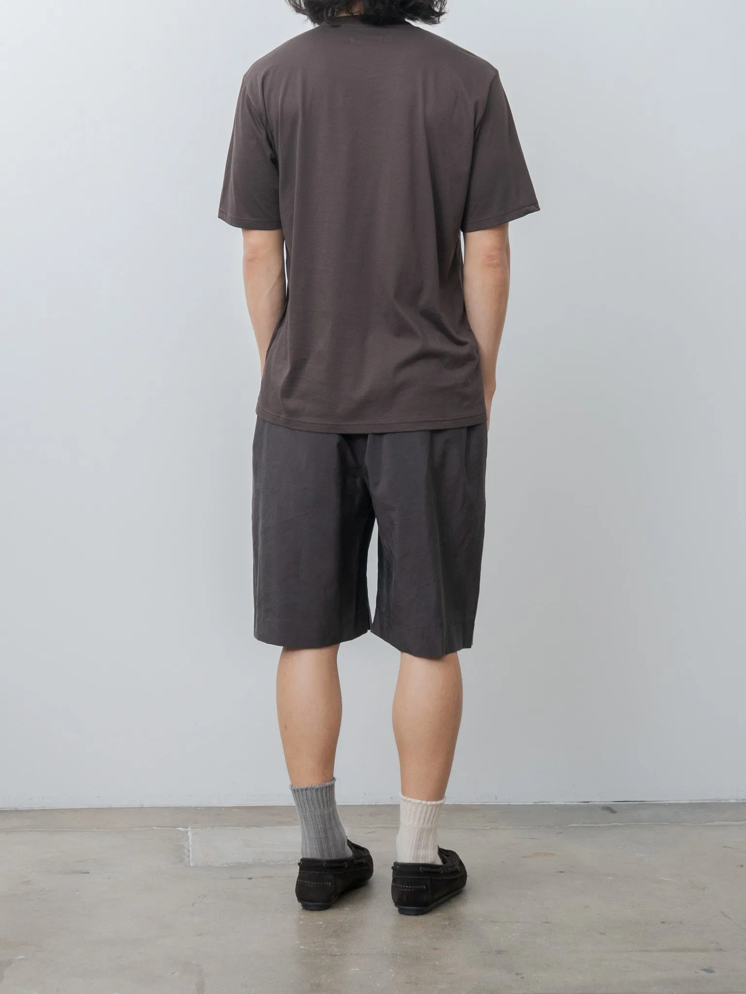 Silk Nylon Wide Easy Short Trousers - Charcoal Brown sold by Namu Shop product image thumbnail 5