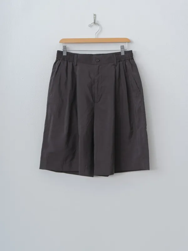 Silk Nylon Wide Easy Short Trousers - Charcoal Brown made by ssstein