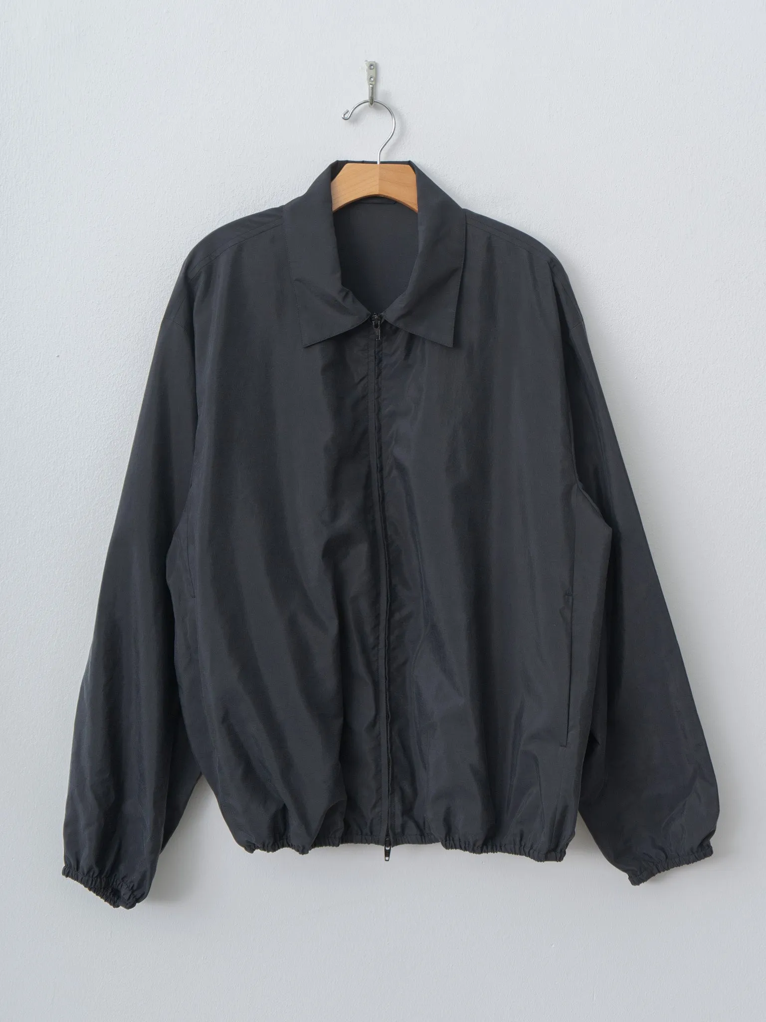 Silk Nylon Collared Zip Jacket - Black sold by Namu Shop