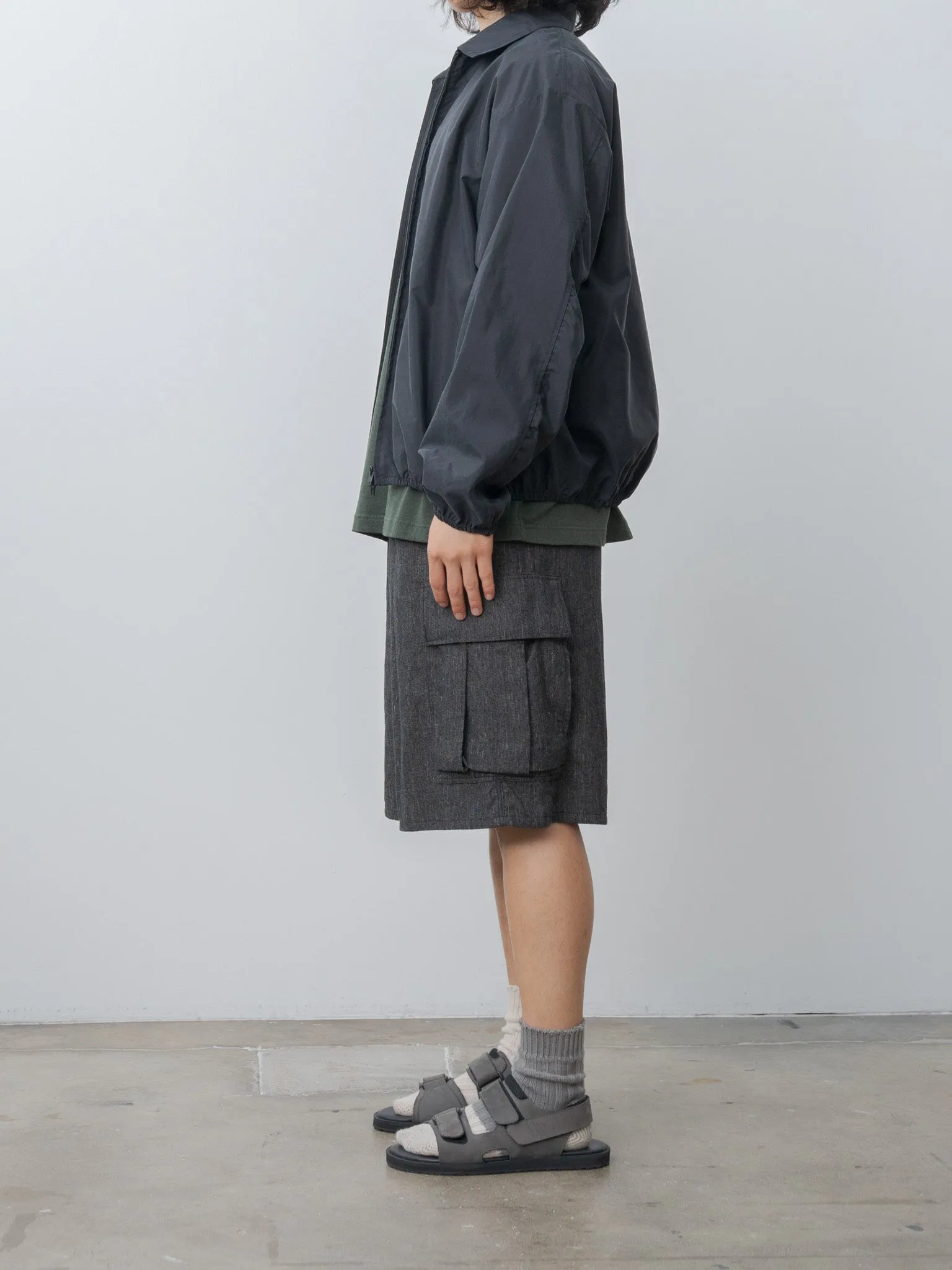 Silk Nylon Collared Zip Jacket - Black sold by Namu Shop product image thumbnail 3