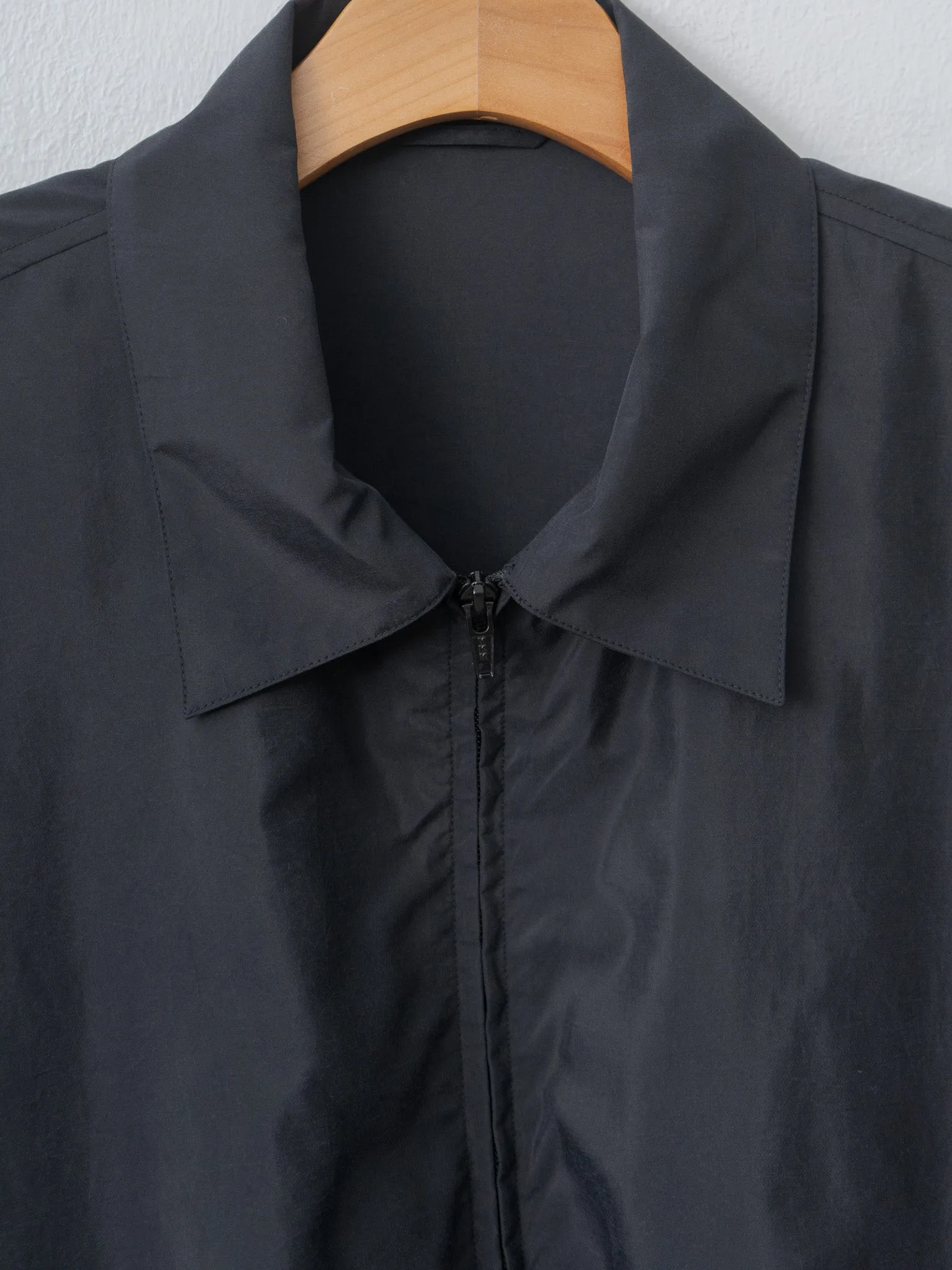 Silk Nylon Collared Zip Jacket - Black sold by Namu Shop product image thumbnail 5
