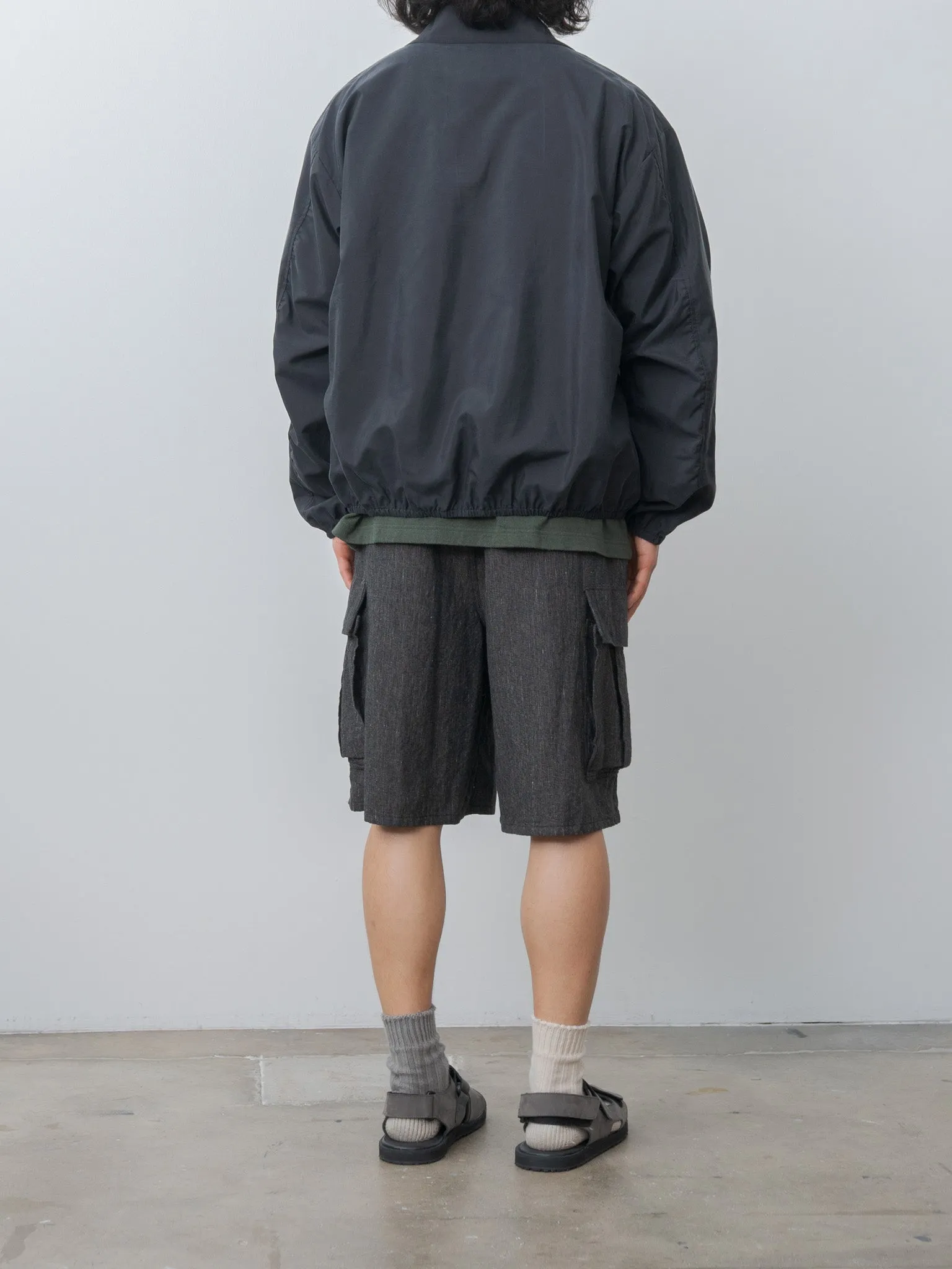 Silk Nylon Collared Zip Jacket - Black sold by Namu Shop product image thumbnail 4
