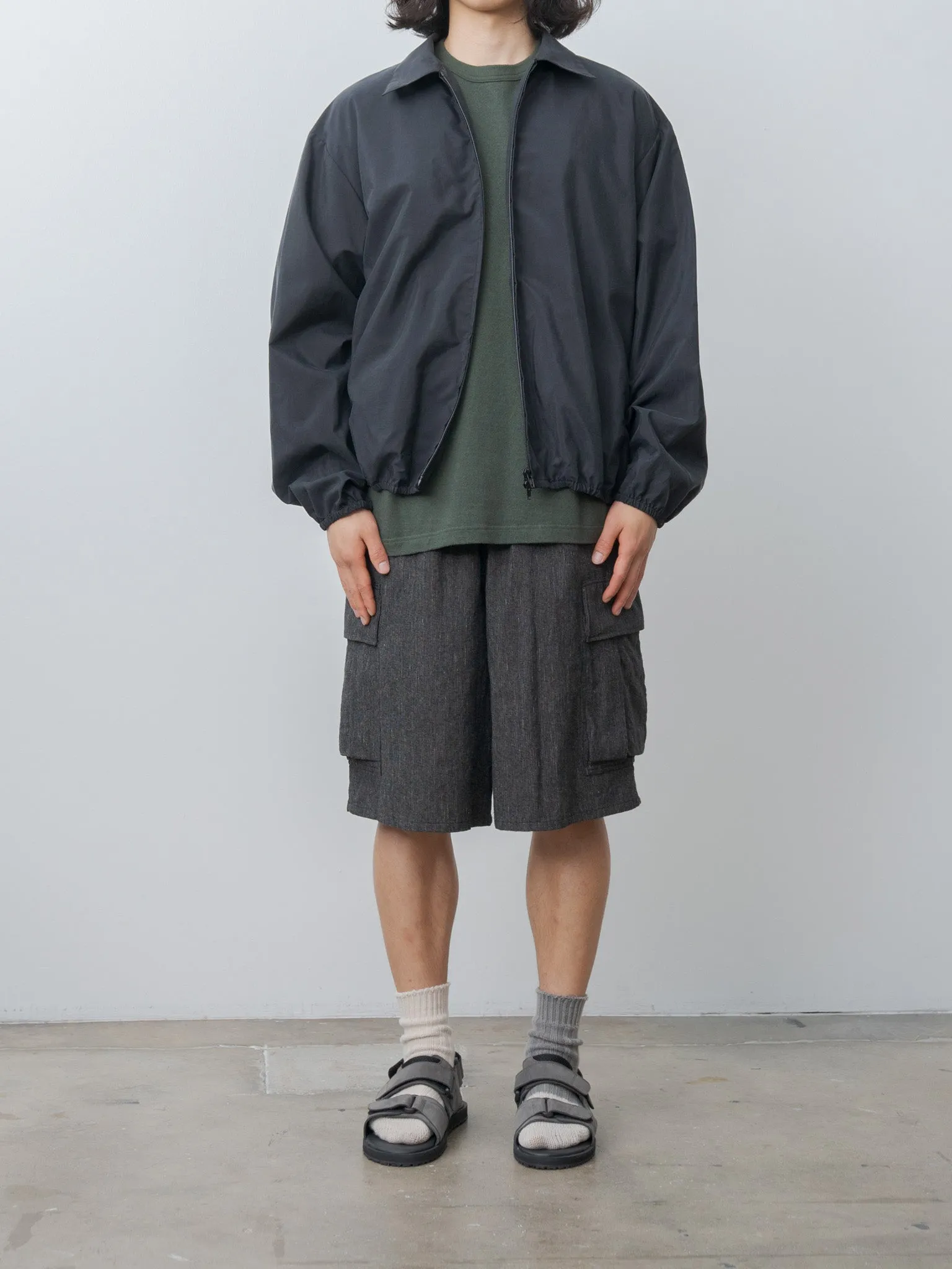 Silk Nylon Collared Zip Jacket - Black sold by Namu Shop product image thumbnail 2