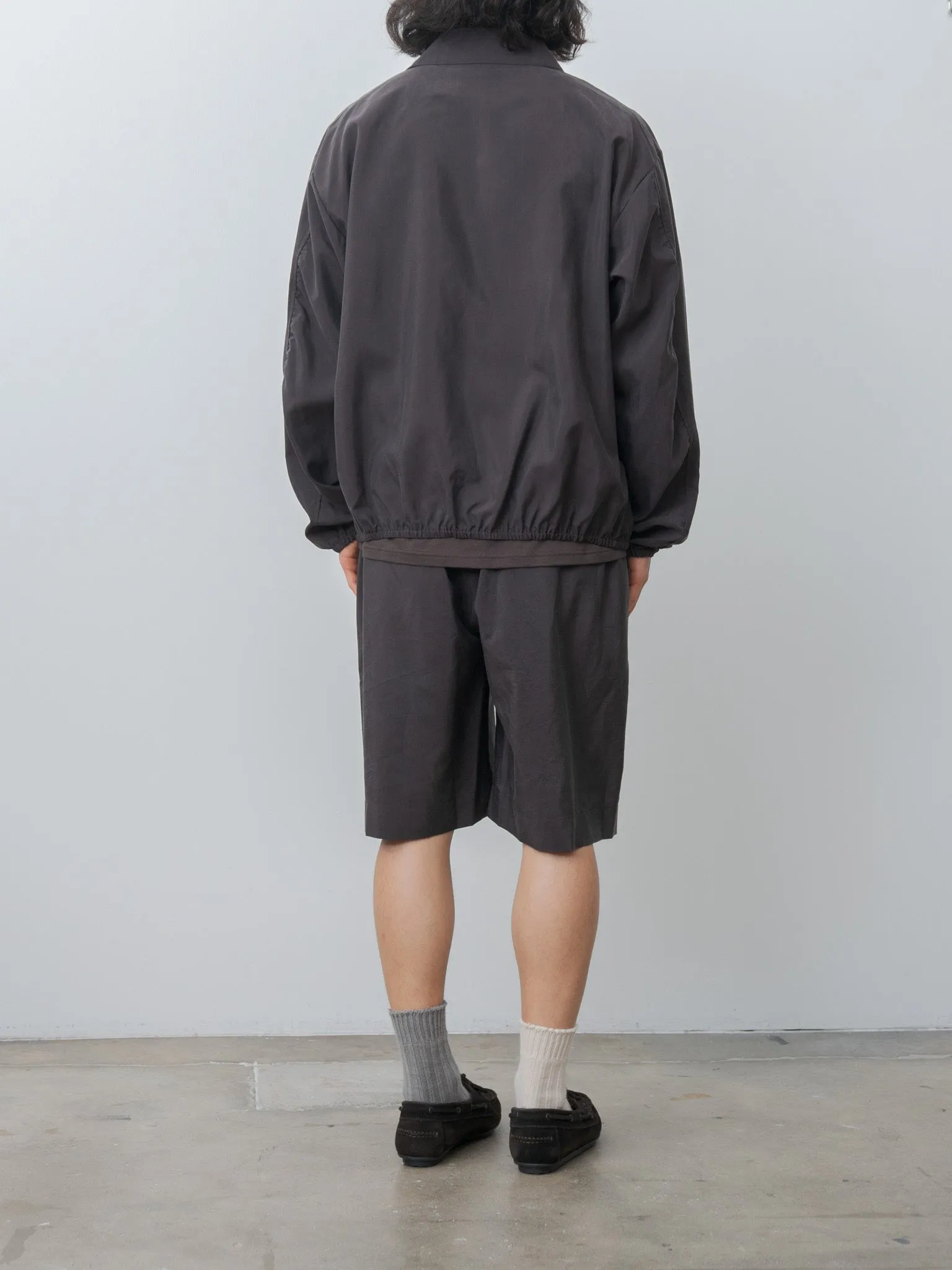 Silk Nylon Collared Zip Jacket - Charcoal Brown sold by Namu Shop product image thumbnail 5
