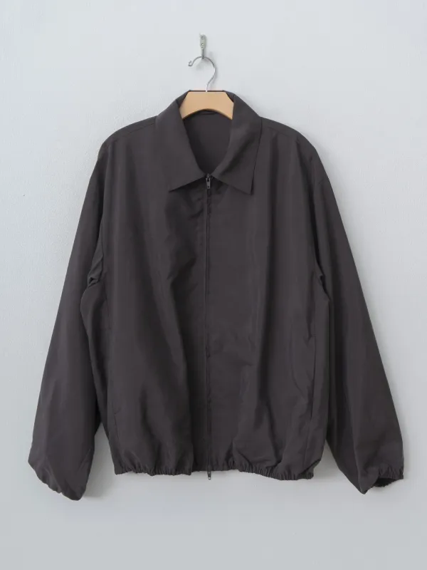 Silk Nylon Collared Zip Jacket - Charcoal Brown made by ssstein
