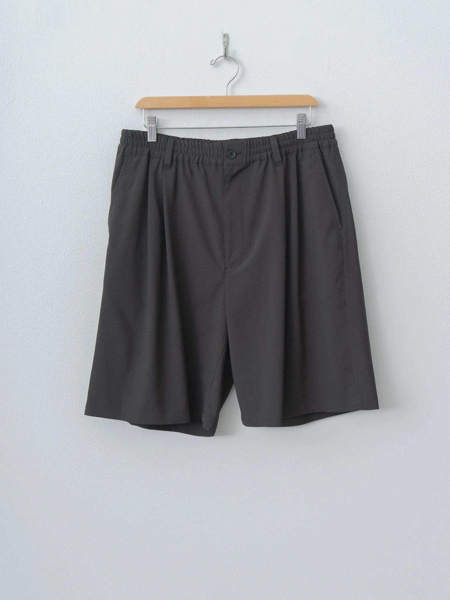 Wool Washer Tropical 2Pleated Easy Shorts - Carbon sold by Namu Shop
