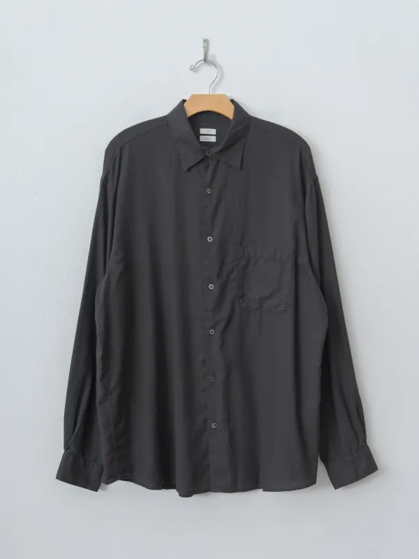 Cotton Silk Twill Garment-dyed Loose Shirt - Carbon made by Yoke