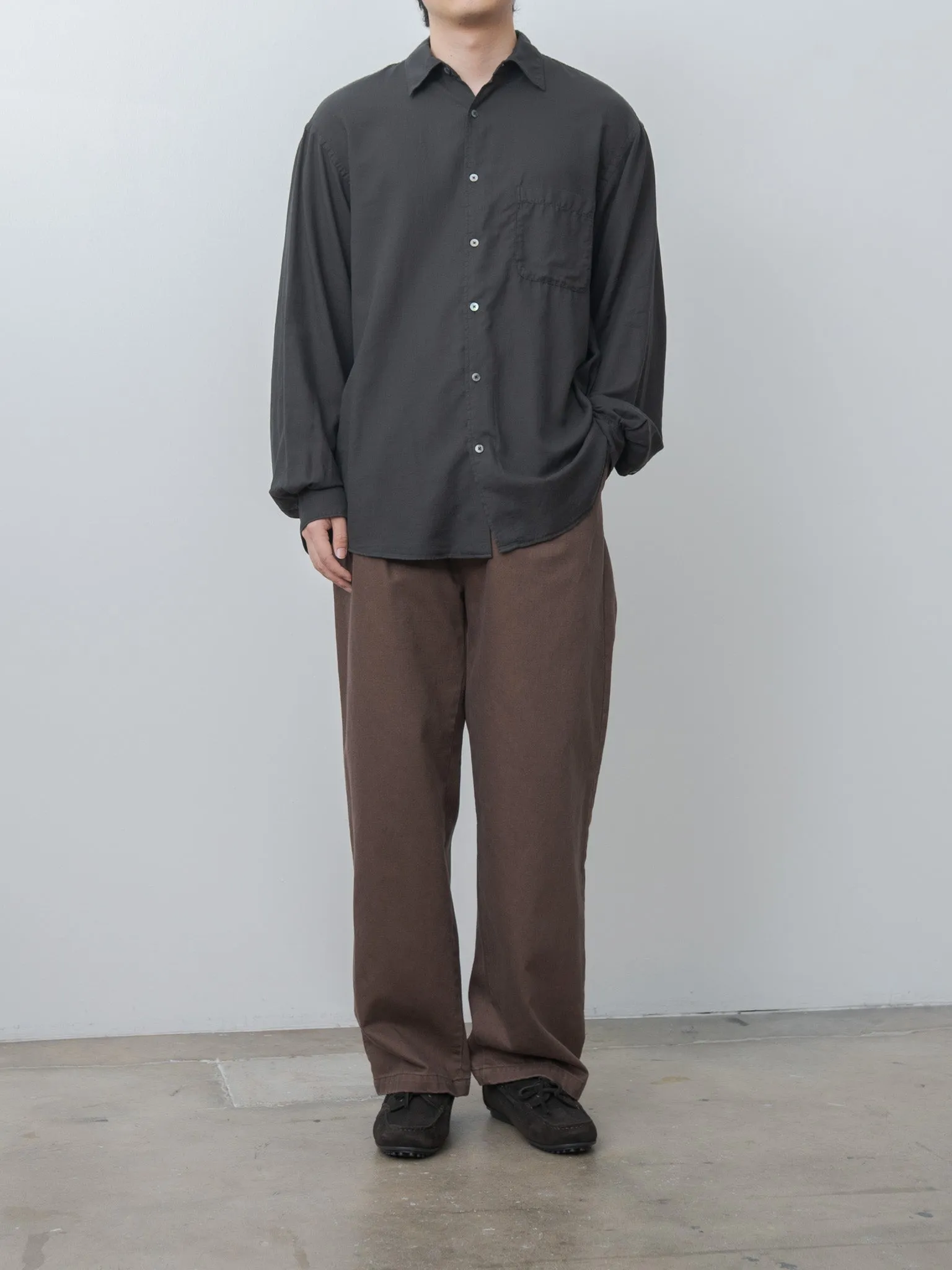 1pleated Wide Tapered Trousers - Brown sold by Namu Shop product image thumbnail 3