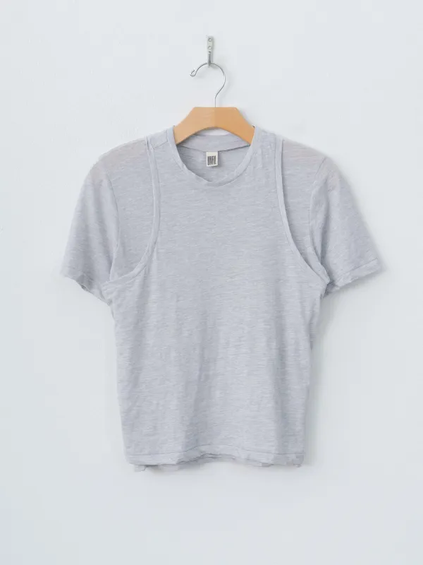 Fine Slub Yarn Layered Top - Light Gray made by Namu Shop