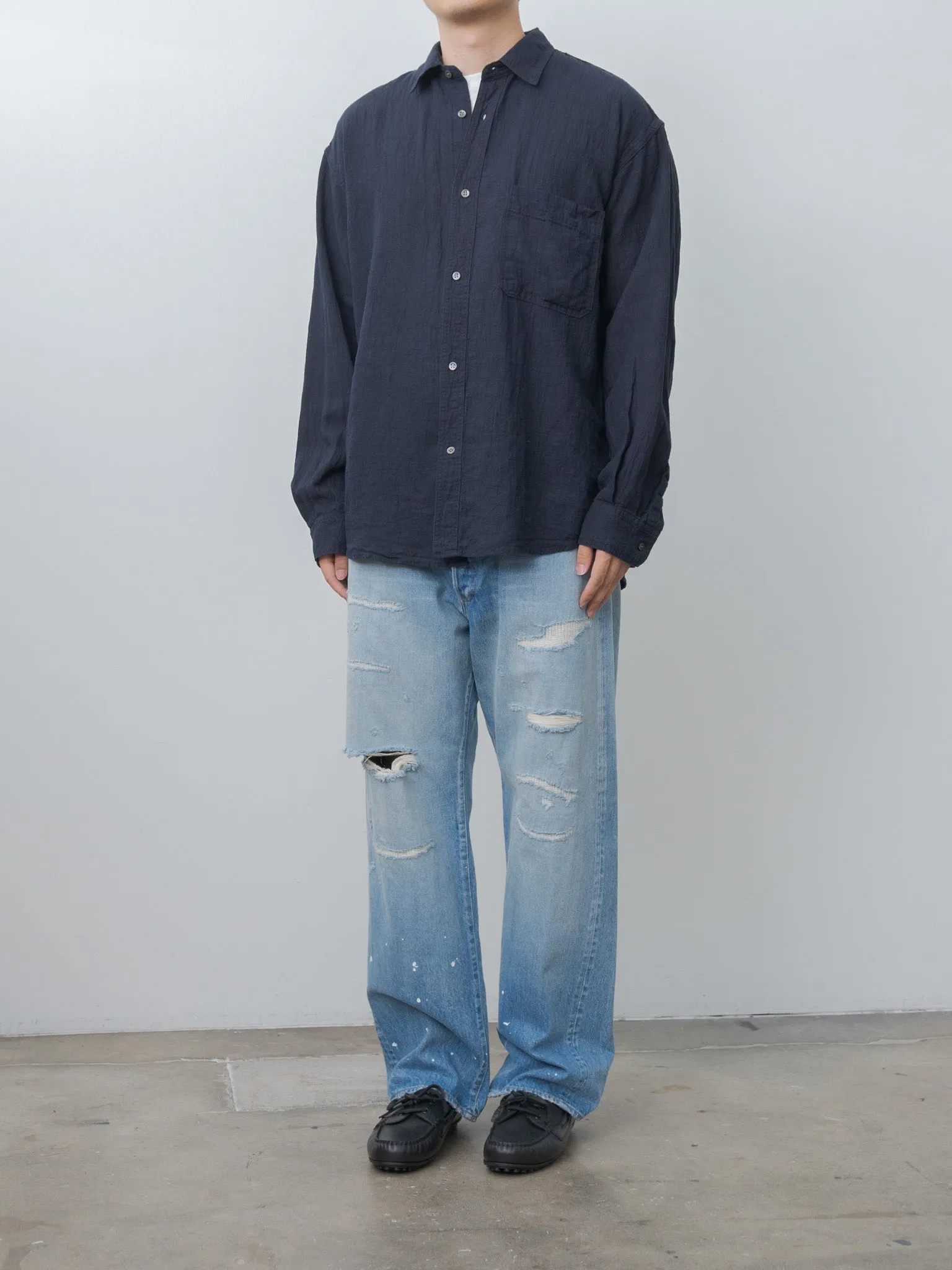 Linen Work Shirt - Navy sold by Namu Shop product image thumbnail 3