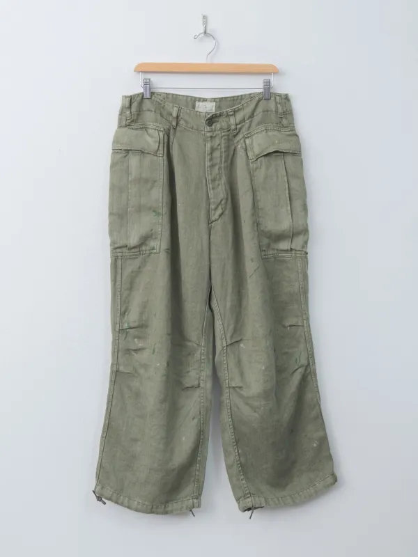 HBT Linen Cargo Pants - Olive Drab made by Herill