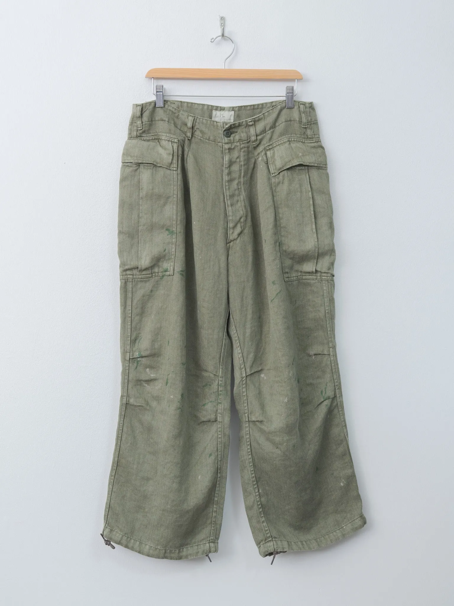 HBT Linen Cargo Pants - Olive Drab sold by Namu Shop