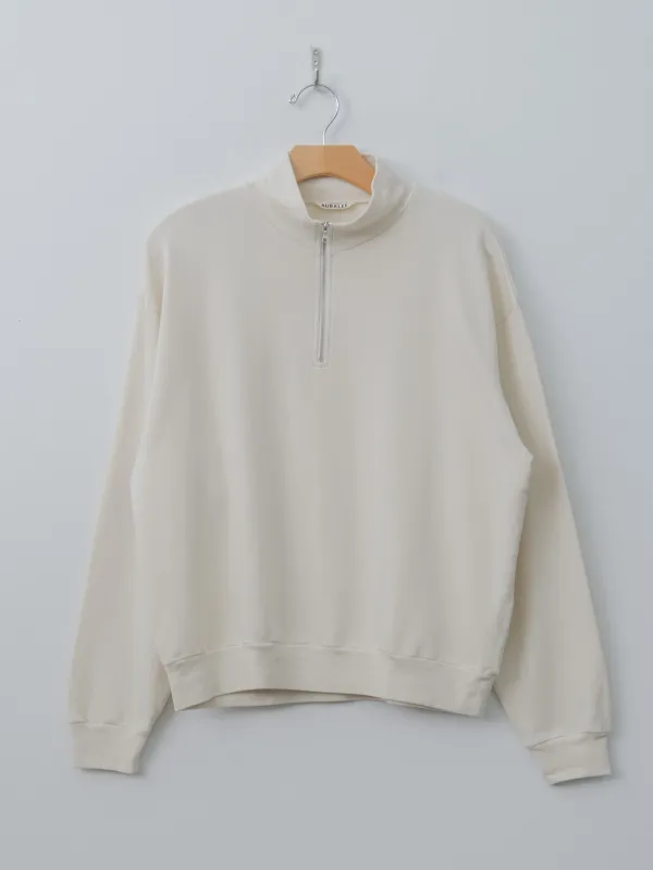 Super High Gauge Sweat Half Zip P/O - Ivory White, Burgundy made by Auralee