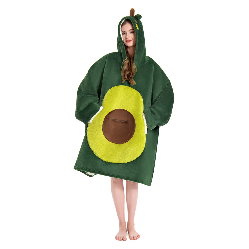 OLAOLA Avocado Wearable Blanket Hoodie Food Onesie Oversized Soft Homwear With Pocket For Adult sold by OLAOLA