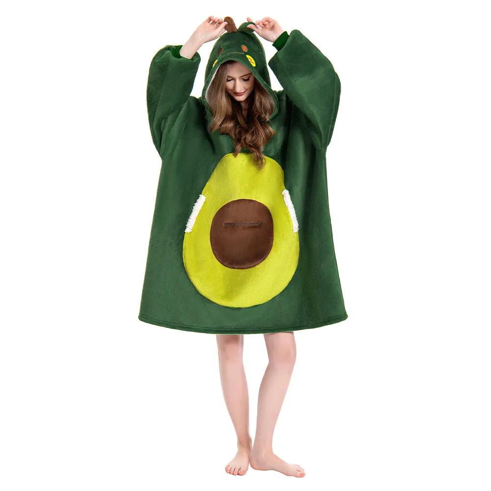OLAOLA Avocado Wearable Blanket Hoodie Food Onesie Oversized Soft Homwear With Pocket For Adult sold by OLAOLA product image thumbnail 3