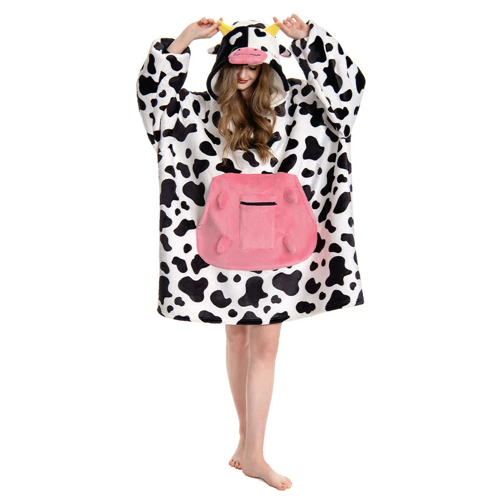 OLAOLA Dairy Cows Wearable Blanket Hoodie Animals Onesie Oversized Soft Homwear With Giant Pocket For Adult sold by OLAOLA product image thumbnail 3