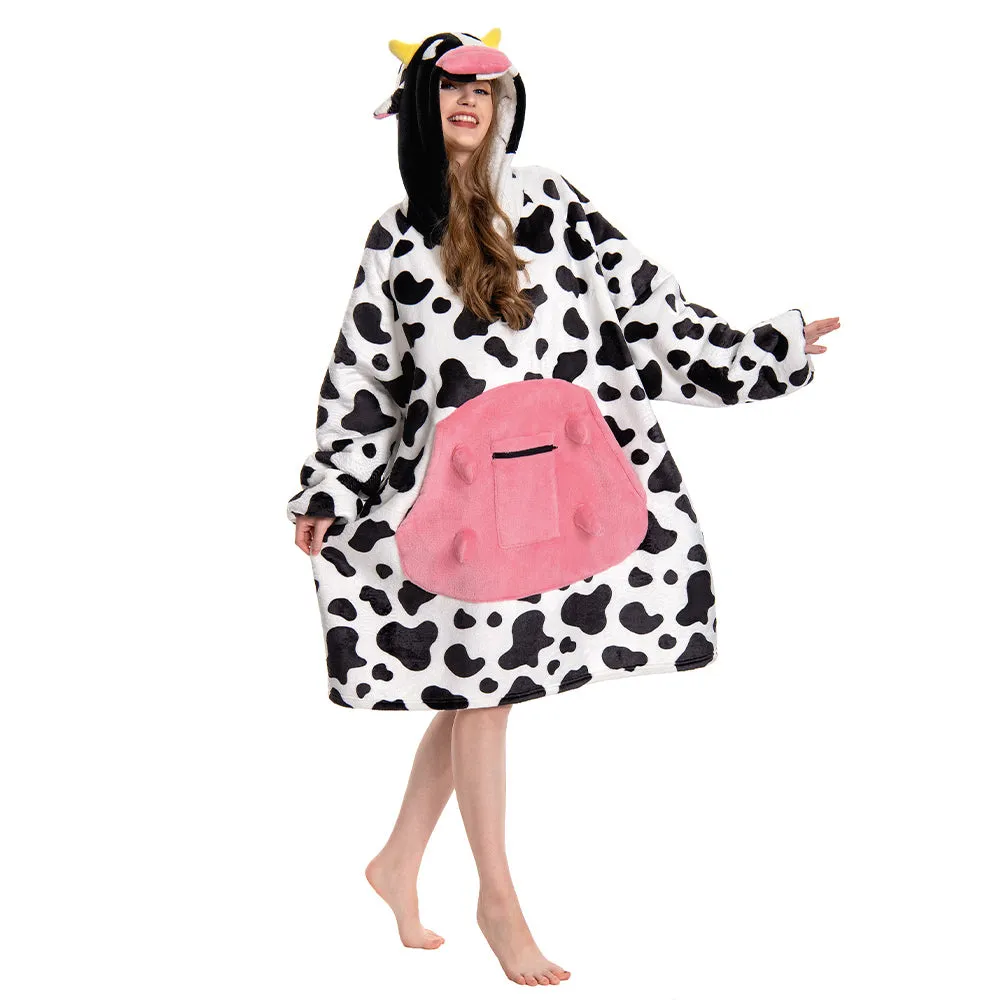 OLAOLA Dairy Cows Wearable Blanket Hoodie Animals Onesie Oversized Soft Homwear With Giant Pocket For Adult sold by OLAOLA product image thumbnail 5