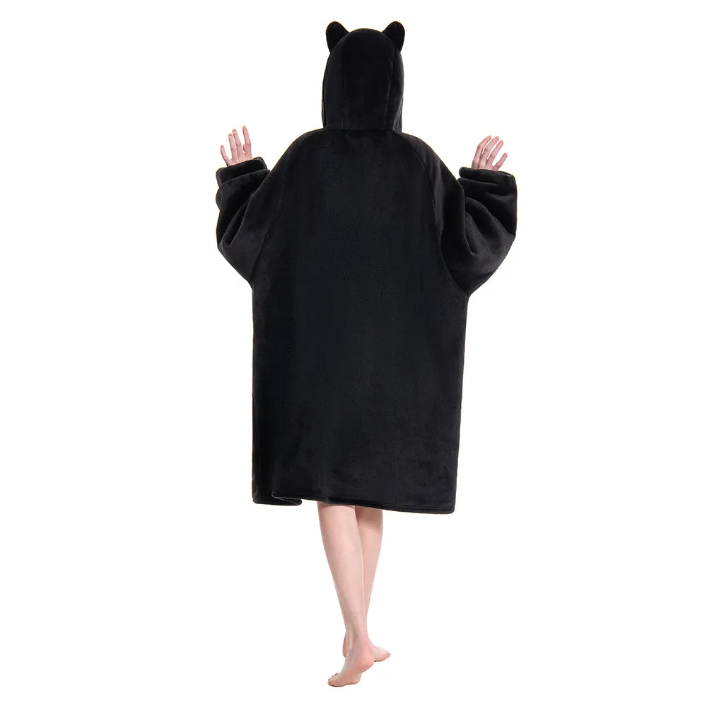 OLAOLA Black Cat Wearable Blanket Hoodie Animals Onesie Oversized Soft Homwear With Pocket For Adult sold by OLAOLA product image thumbnail 2