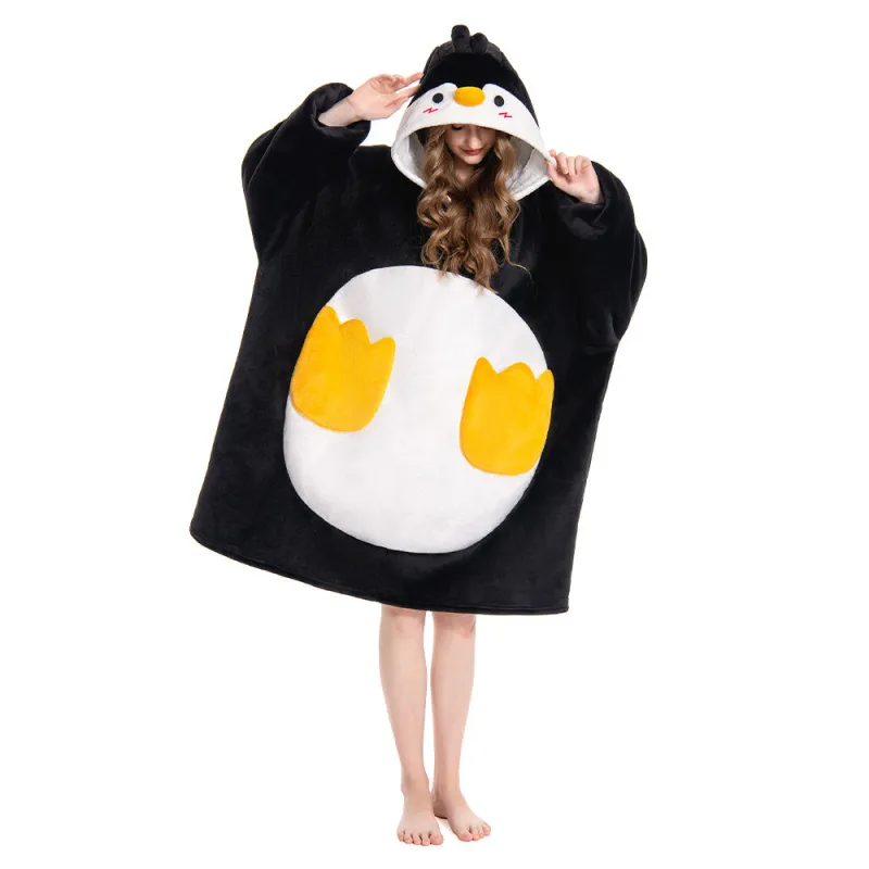 OLAOLA Penguin Wearable Blanket Hoodie Animals Onesie Oversized Soft Homwear With Giant Pocket For Adult sold by OLAOLA