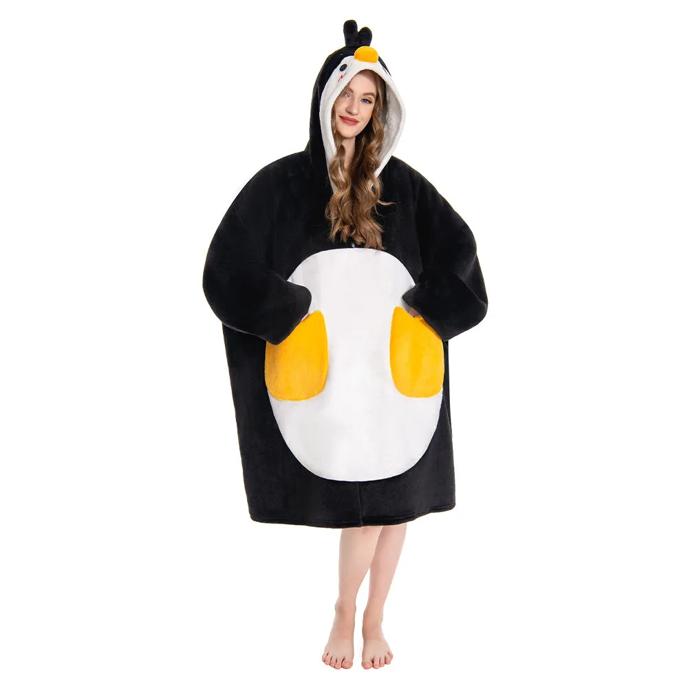 OLAOLA Penguin Wearable Blanket Hoodie Animals Onesie Oversized Soft Homwear With Giant Pocket For Adult sold by OLAOLA product image thumbnail 3