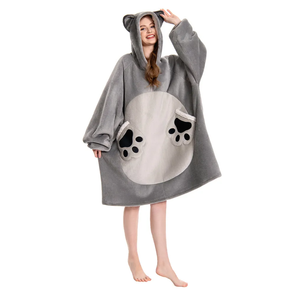 OLAOLA Blue Cat Wearable Blanket Hoodie Animals Onesie Oversized Soft Homewear With Pocket For Adult sold by OLAOLA product image thumbnail 5