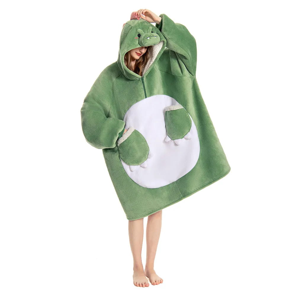 OLAOLA Dinosaur Wearable Blanket Hoodie Animals Onesie Oversized Soft Homewear With Giant Pocket For Adult sold by OLAOLA product image thumbnail 5