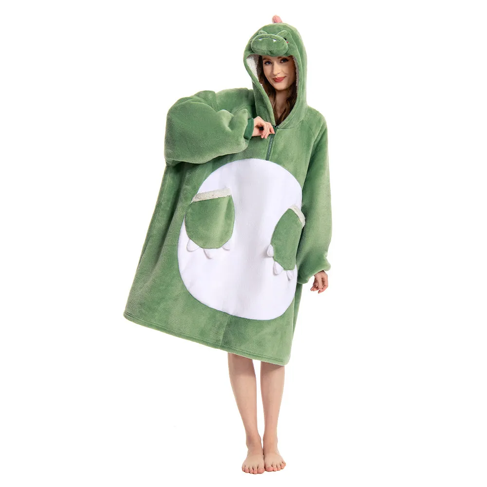 OLAOLA Dinosaur Wearable Blanket Hoodie Animals Onesie Oversized Soft Homewear With Giant Pocket For Adult sold by OLAOLA product image thumbnail 3