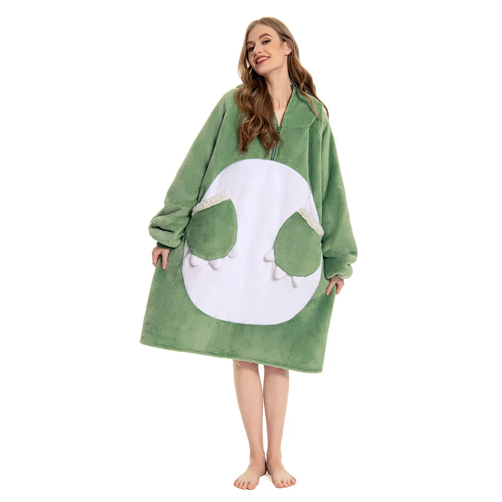 OLAOLA Dinosaur Wearable Blanket Hoodie Animals Onesie Oversized Soft Homewear With Giant Pocket For Adult sold by OLAOLA product image thumbnail 4