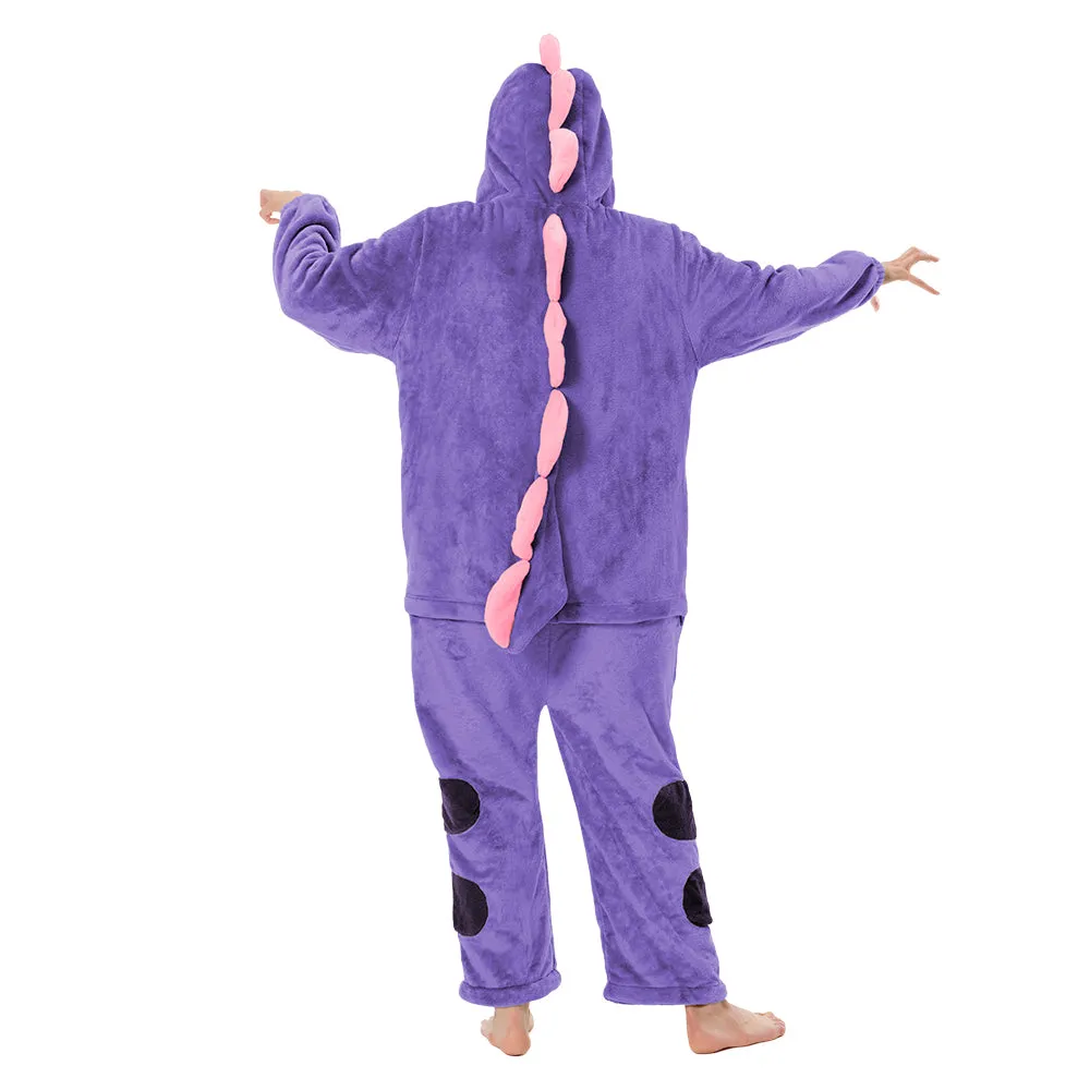 OLAOLA Unisex Adult Plush Purple Dinosaur Animals Onesie Pajamas Warm Home One-Piece Sleepwear sold by OLAOLA product image thumbnail 2