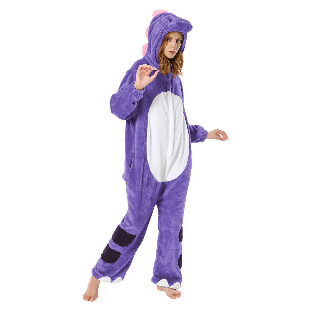 OLAOLA Unisex Adult Plush Purple Dinosaur Animals Onesie Pajamas Warm Home One-Piece Sleepwear sold by OLAOLA product image thumbnail 4