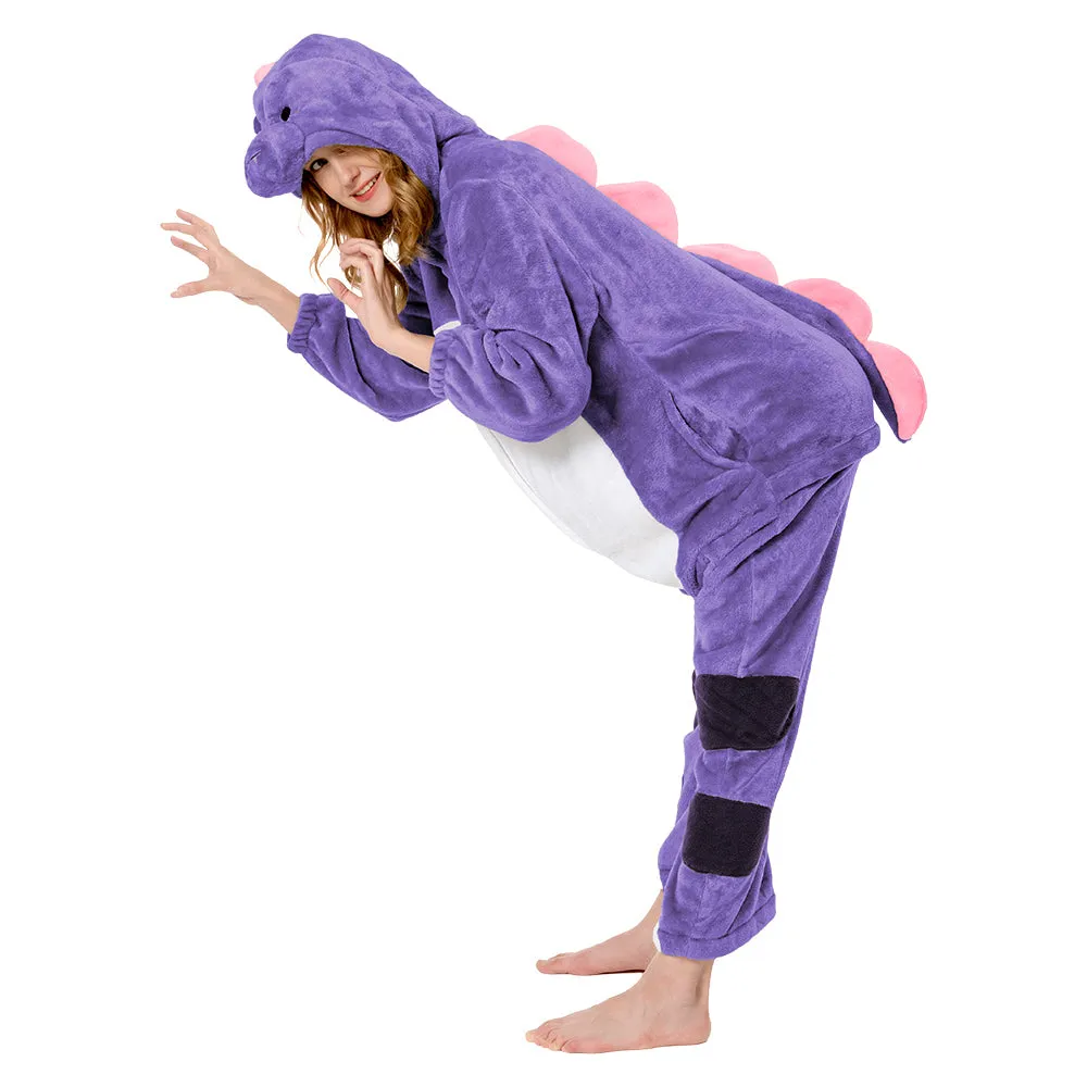 OLAOLA Unisex Adult Plush Purple Dinosaur Animals Onesie Pajamas Warm Home One-Piece Sleepwear sold by OLAOLA product image thumbnail 3