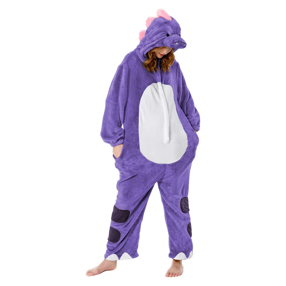 OLAOLA Unisex Adult Plush Purple Dinosaur Animals Onesie Pajamas Warm Home One-Piece Sleepwear sold by OLAOLA