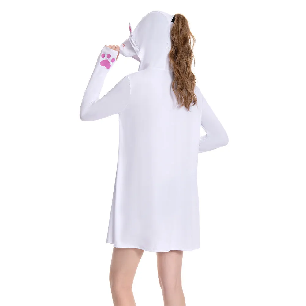 OLAOLA Women's UPF 50+ White Rabbit Swim Beach Cover Up Sun Protection Hoodie Long Jacket Sunscreen Shirt Hiking Outdoor sold by OLAOLA product image thumbnail 2