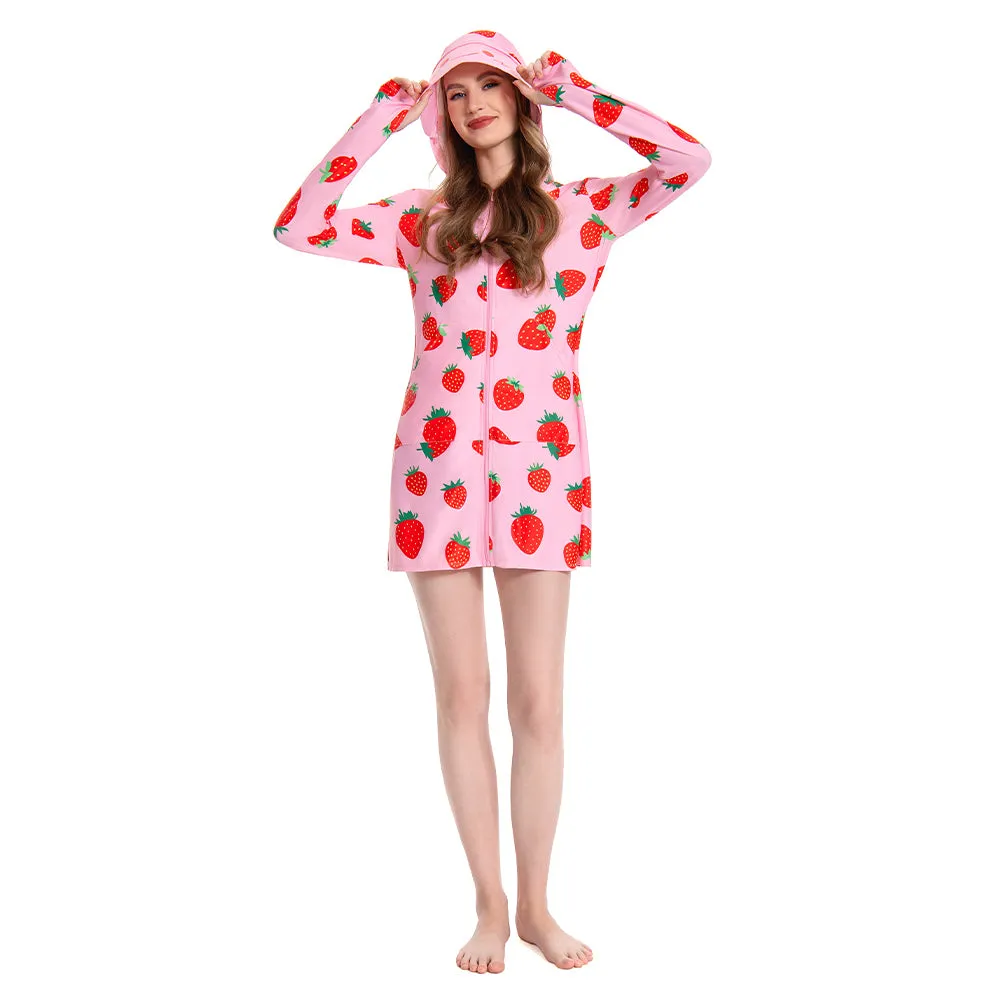 OLAOLA Women UPF 50+ Strawberry Sun Protection Jacket Sunscreen Hoodie Long Sleeve Quick Dry Hiking Outdoor Swim Cover sold by OLAOLA product image thumbnail 3