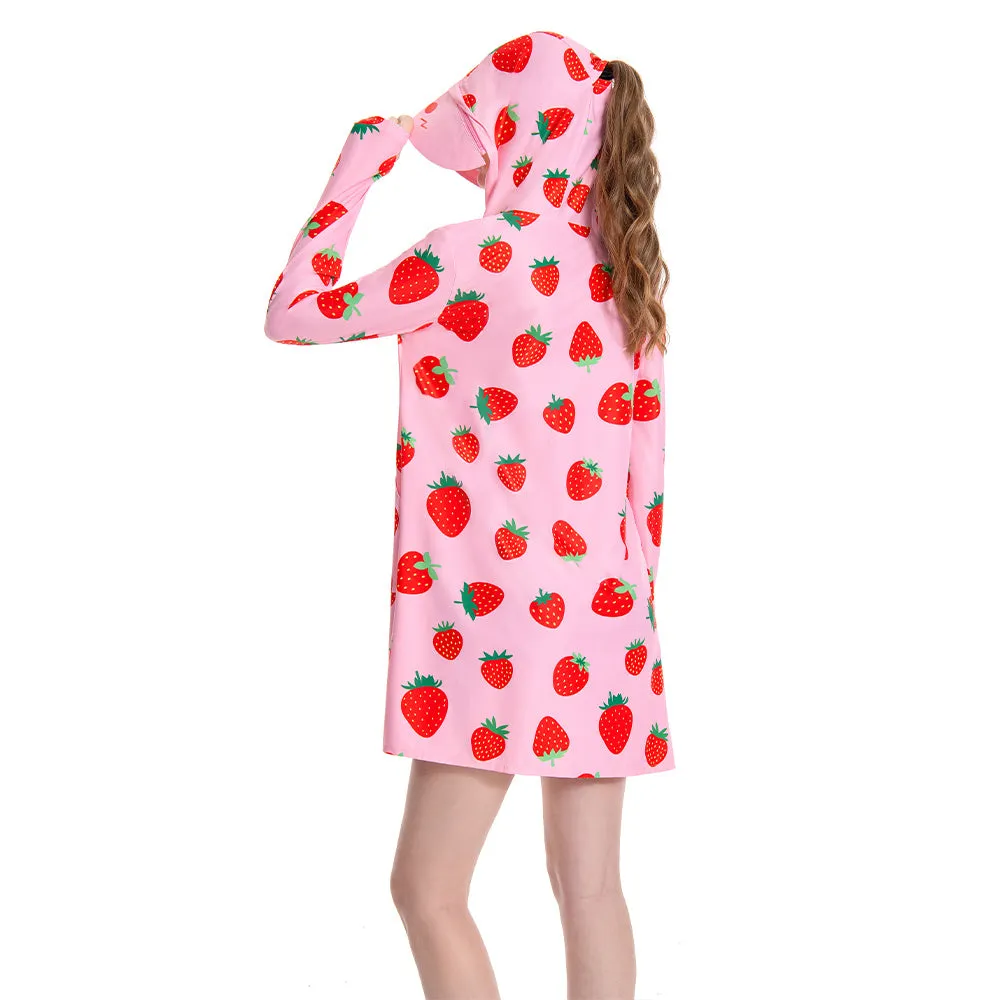 OLAOLA Women UPF 50+ Strawberry Sun Protection Jacket Sunscreen Hoodie Long Sleeve Quick Dry Hiking Outdoor Swim Cover sold by OLAOLA product image thumbnail 2