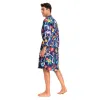 OLAOLA Men Floral Skeleton Kimono Robe Bathrobe Summer Printed Beach Smock Lightweight Open Front Long Cardigan Cloak sold by OLAOLA