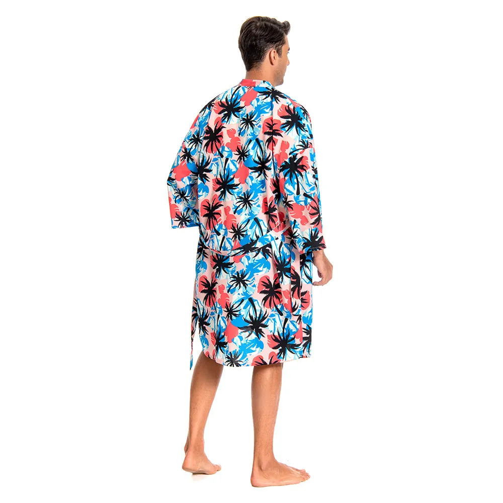 OLAOLA Men Floral Pattern Swim Kimono Robe Printed Bathrobe Beach Smock Cover Up Casual Open Front Long Cardigan sold by OLAOLA product image thumbnail 5
