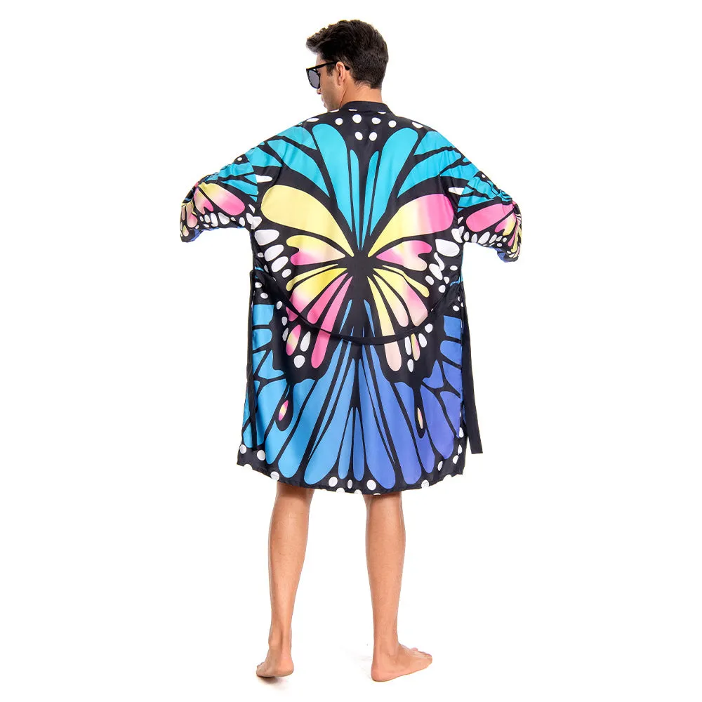 OLAOLA Men Lightweight Kimono Robe Butterfly Printed Pattern Beach Smock Animal Onesie Bathrobe Soft Casual Cloak sold by OLAOLA product image thumbnail 2